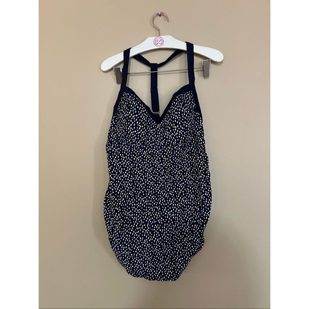 Isabel Maternity By Ingrid & Isabel Blue Polkadot Swimsuit Top Woman’s Size Medi